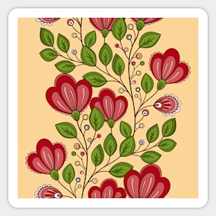 Colored Striped Pattern with Vintage Floral Motifs Sticker